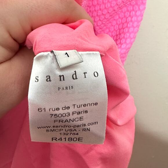 SANDRO Barbie Pink Skater Flare Dress Neon {3P13} - Picture 7 of 8